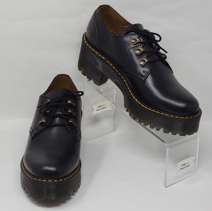 Dr Martens Womens LEONA LO Black Platform Shoes Oxford Size Multi New